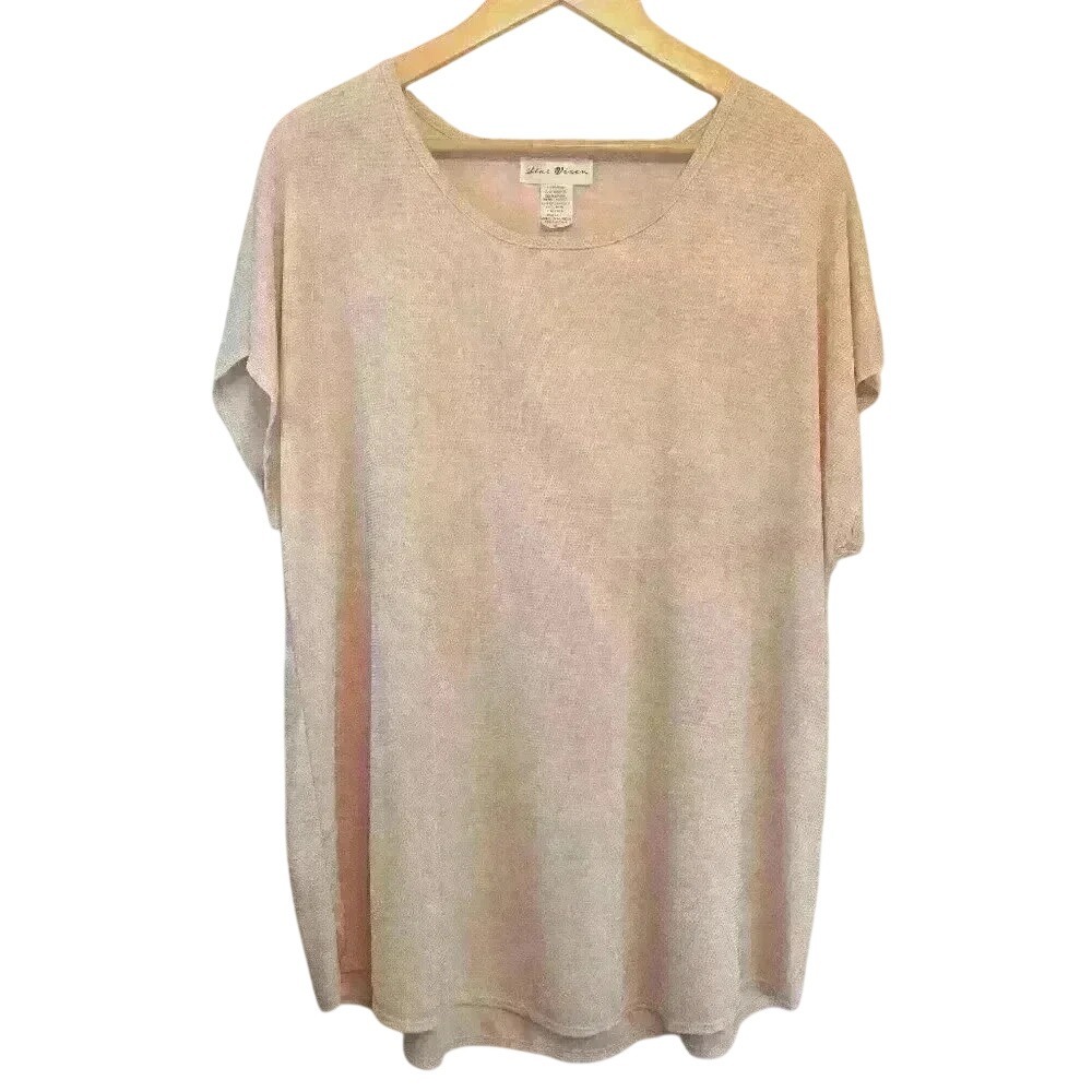 Star Vixen Light Pink Sparkle‎ Glitter Short Sleeved HI-Low Hem Blouse Size 3X